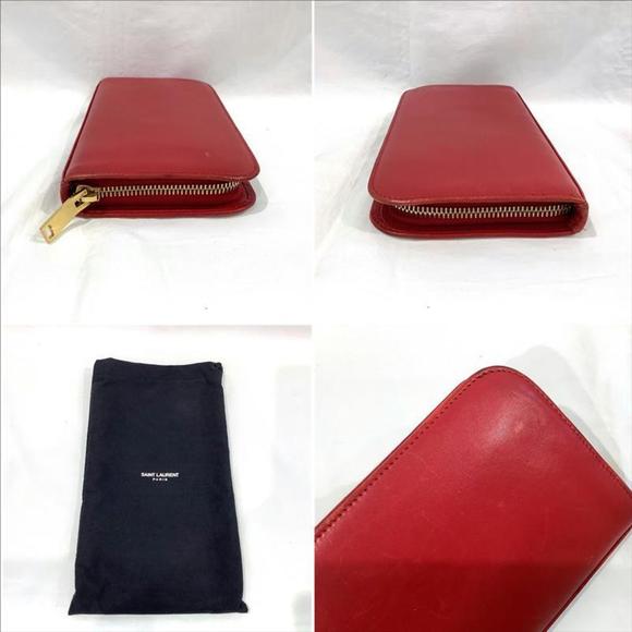 SAINT LAURENT long wallet round INN326599 red leather - Picture 4 of 10